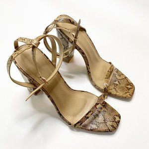 Snakeskin Ankle Strap Heels Size 7